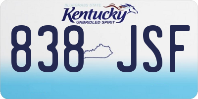 KY license plate 838JSF