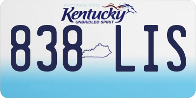 KY license plate 838LIS