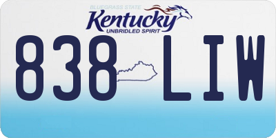 KY license plate 838LIW