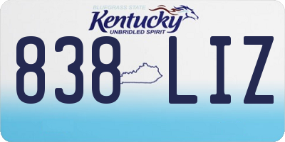 KY license plate 838LIZ