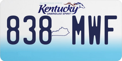 KY license plate 838MWF