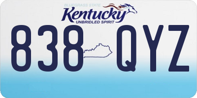 KY license plate 838QYZ