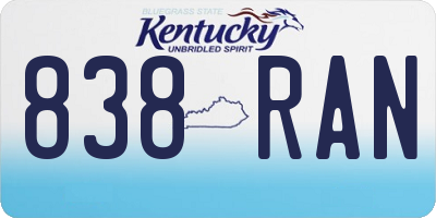 KY license plate 838RAN