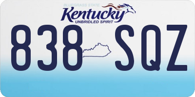 KY license plate 838SQZ
