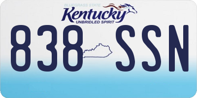 KY license plate 838SSN