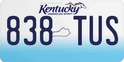 KY license plate 838TUS