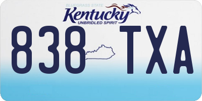 KY license plate 838TXA