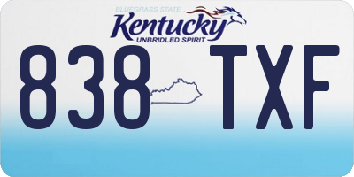 KY license plate 838TXF