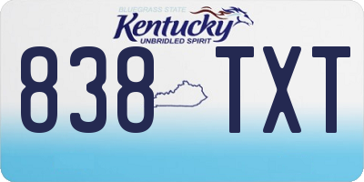 KY license plate 838TXT