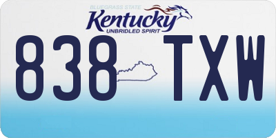 KY license plate 838TXW