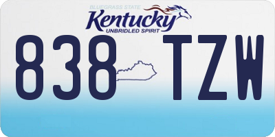 KY license plate 838TZW