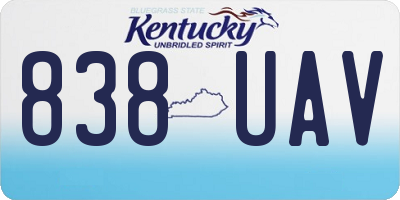 KY license plate 838UAV