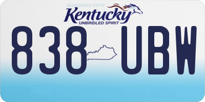 KY license plate 838UBW
