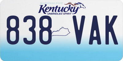 KY license plate 838VAK