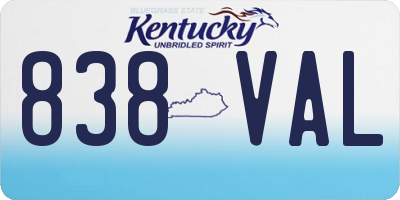 KY license plate 838VAL