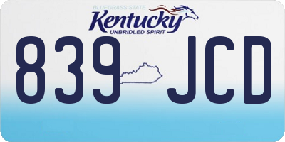 KY license plate 839JCD