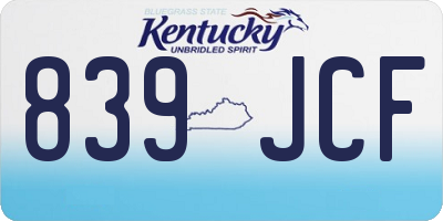 KY license plate 839JCF