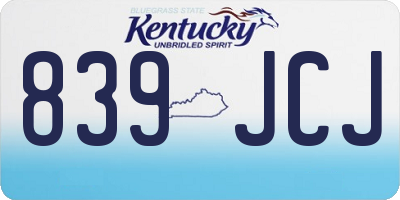 KY license plate 839JCJ