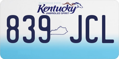 KY license plate 839JCL