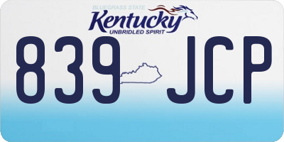 KY license plate 839JCP