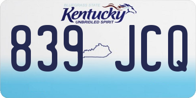 KY license plate 839JCQ