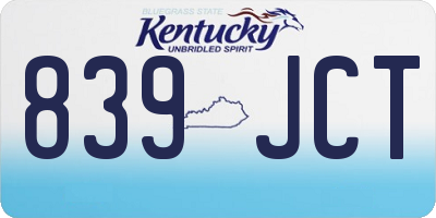 KY license plate 839JCT