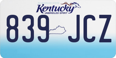 KY license plate 839JCZ