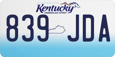 KY license plate 839JDA