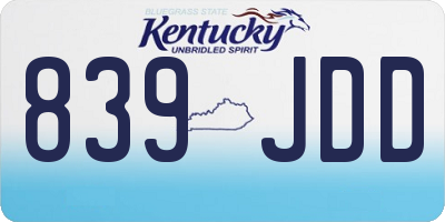 KY license plate 839JDD