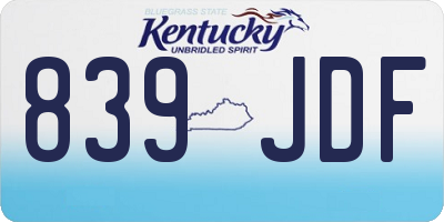 KY license plate 839JDF