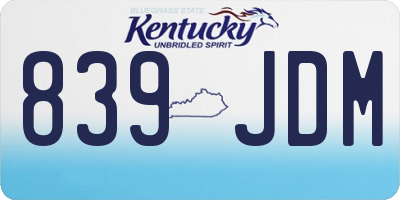 KY license plate 839JDM