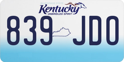 KY license plate 839JDO