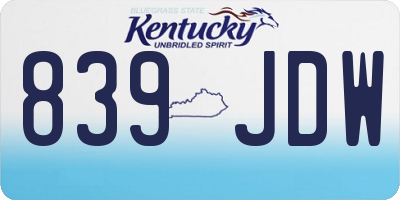 KY license plate 839JDW