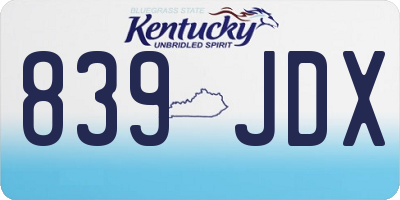KY license plate 839JDX
