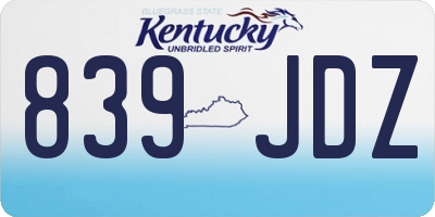 KY license plate 839JDZ