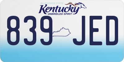 KY license plate 839JED