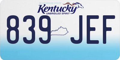 KY license plate 839JEF