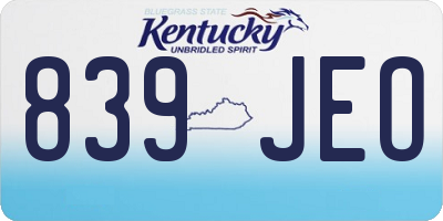 KY license plate 839JEO