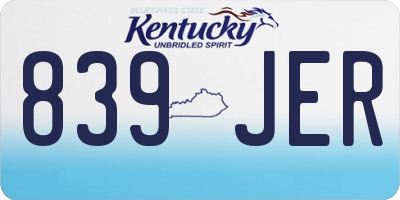 KY license plate 839JER