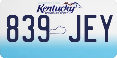 KY license plate 839JEY