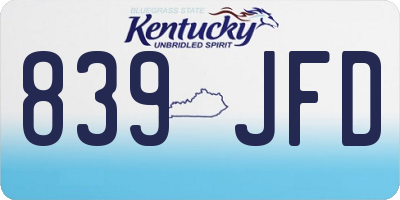 KY license plate 839JFD