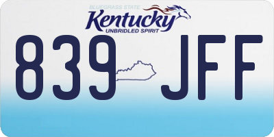 KY license plate 839JFF