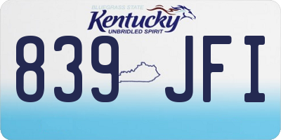 KY license plate 839JFI