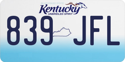 KY license plate 839JFL