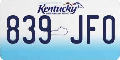 KY license plate 839JFO