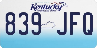 KY license plate 839JFQ