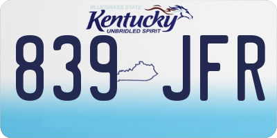 KY license plate 839JFR