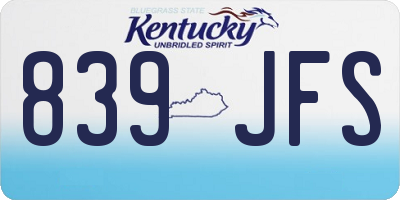 KY license plate 839JFS