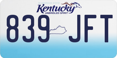 KY license plate 839JFT