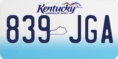 KY license plate 839JGA